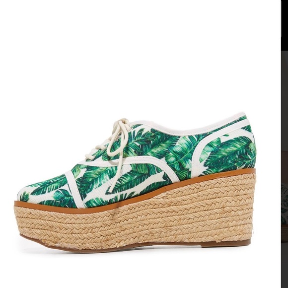 Schutz Espadrille Wedge Tropical Canvas Sneakers - Picture 3 of 6